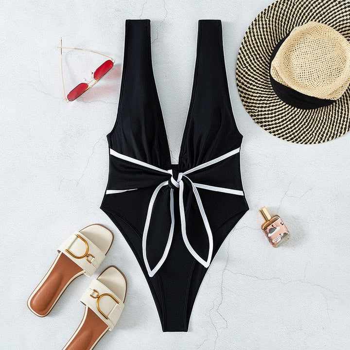 Bañador negro con lacito Louise-Laurene.es