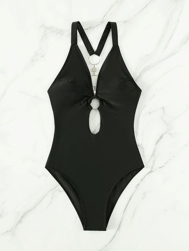 Bañador negro con recortes Perignon-Laurene.es