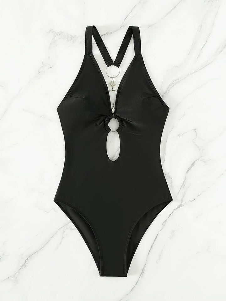 Bañador negro con recortes Perignon-Laurene.es