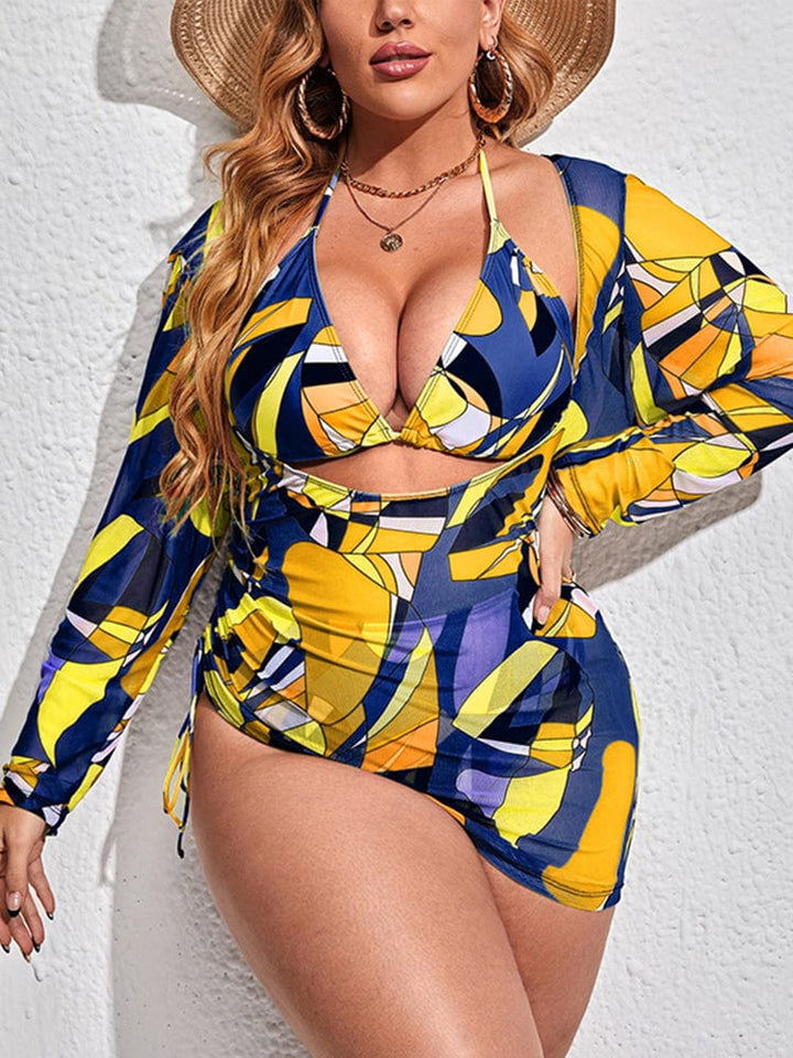 Biquini estampado plus size con vestido Carina-Laurene.es