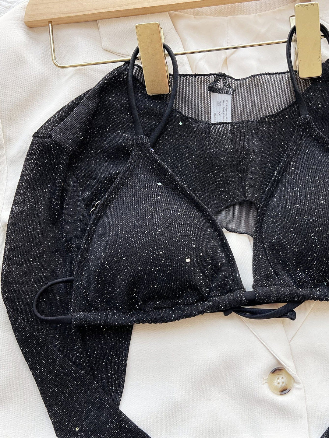 Biquini negro con top brillante Laine-Laurene.es