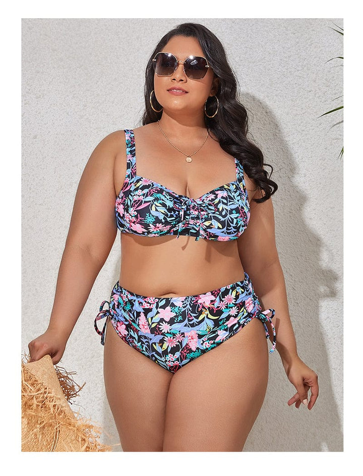 Biquini plus size con lazadas fruncidas Roche-Laurene.es