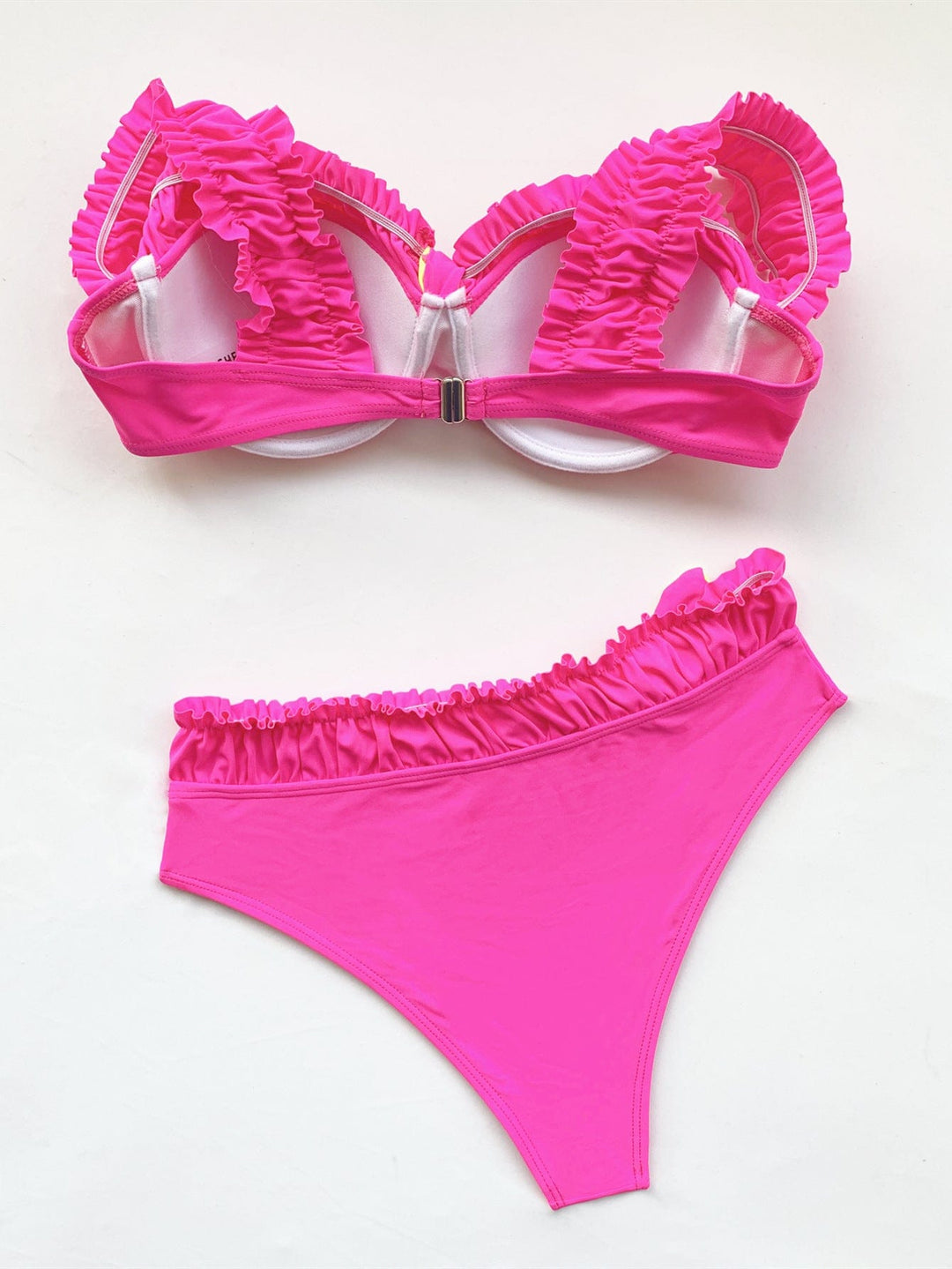 Biquini rosa con ribete de volante Candy-Laurene.es