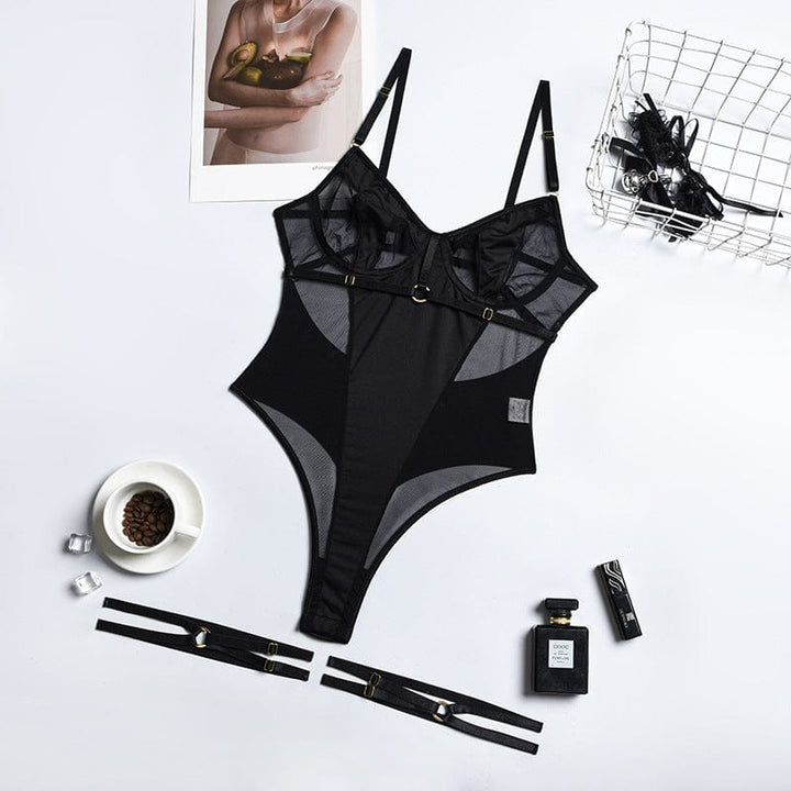 Body de malla con recortes Nadine-Laurene.es