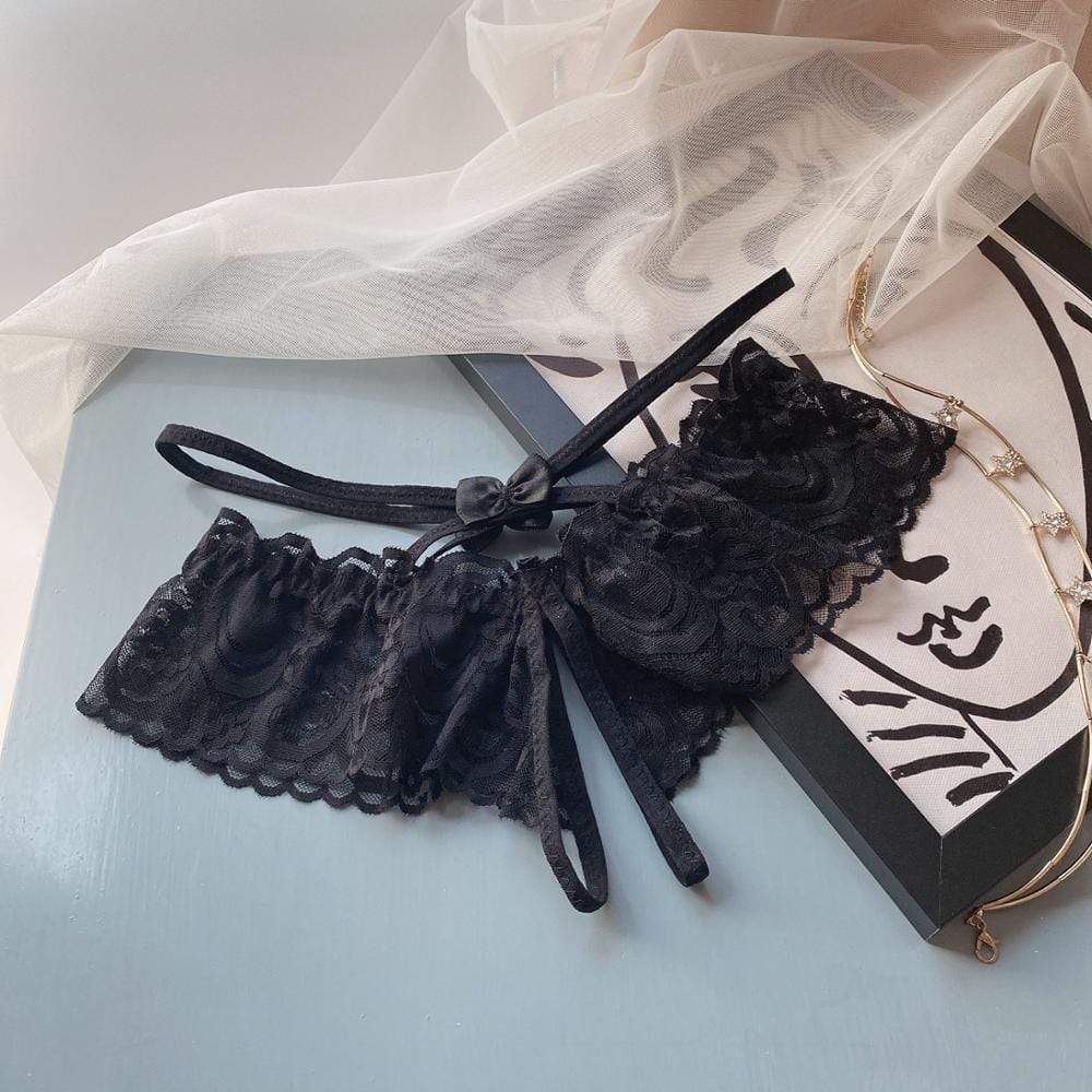Braguita de entrepierna abierta con franja de encaje-Laurene.es