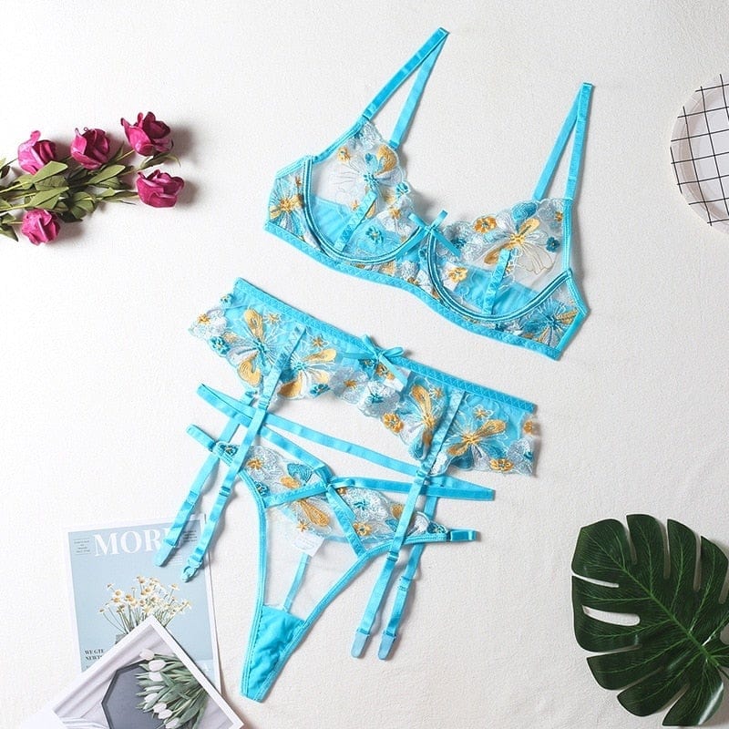 Conjunto de lencería con encaje floral Malaga-Laurene.es
