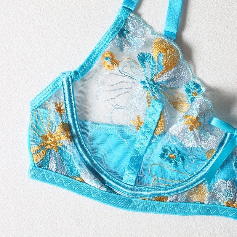 Conjunto de lencería con encaje floral Malaga-Laurene.es