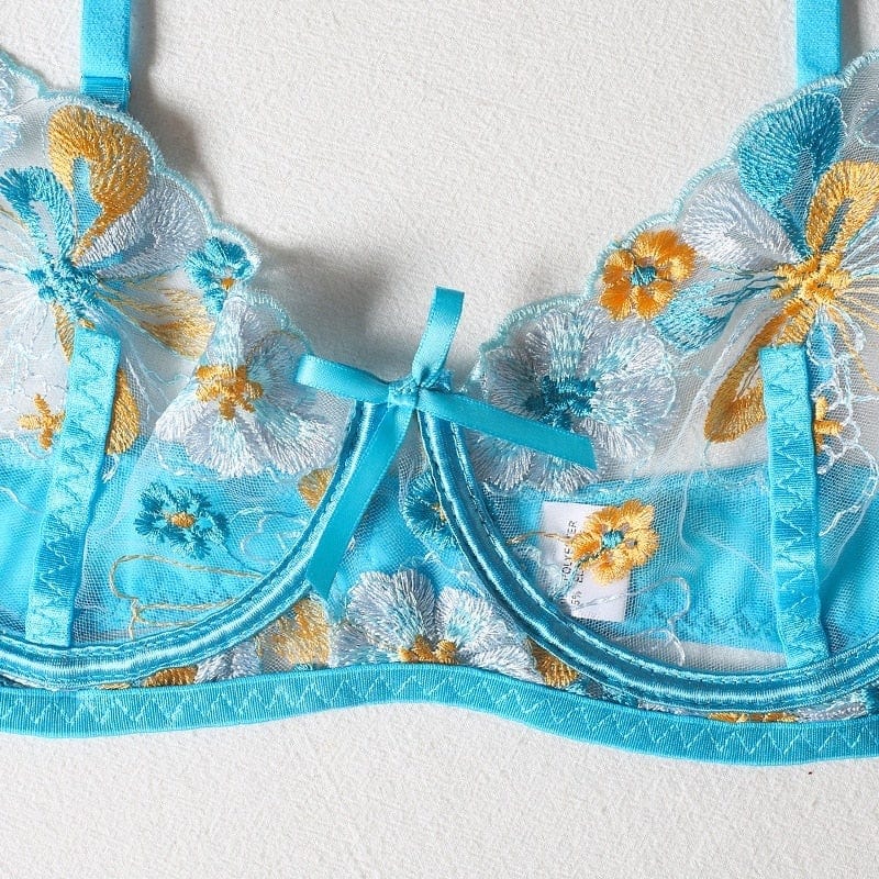 Conjunto de lencería con encaje floral Malaga-Laurene.es