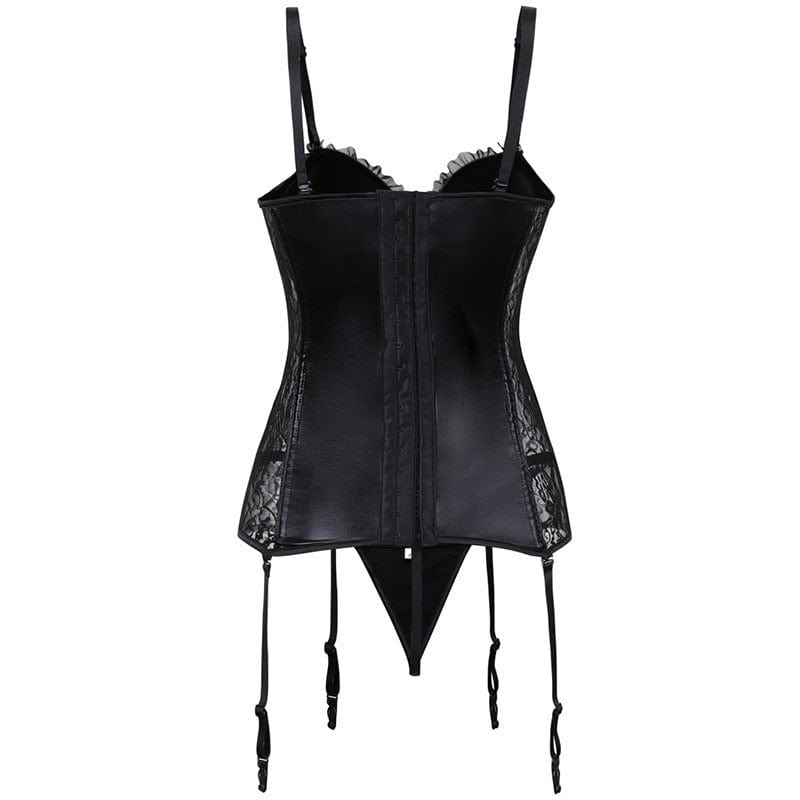 Conjunto de lencería de cuero sintético con corsé-Laurene.es