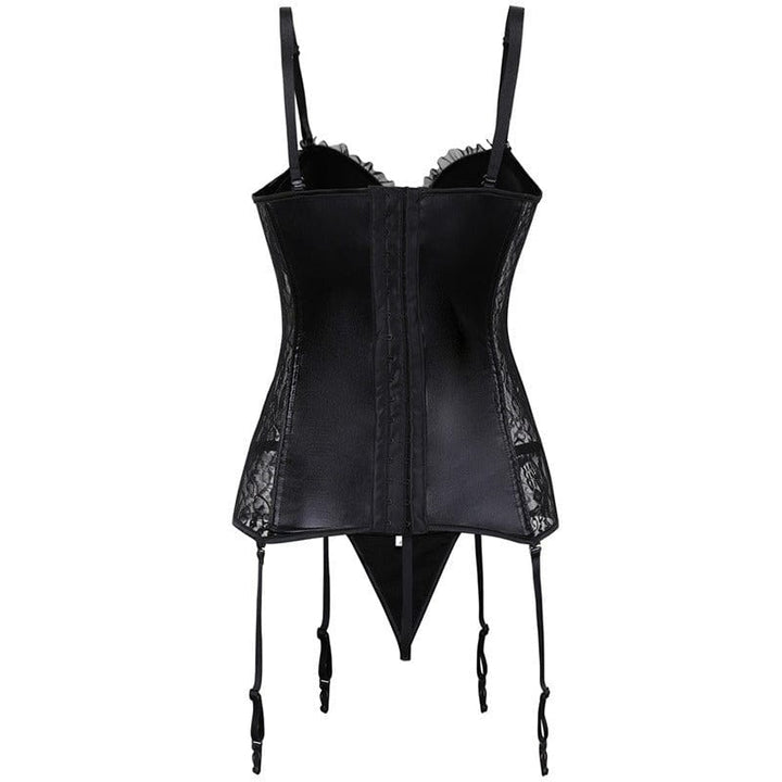 Conjunto de lencería de cuero sintético con corsé-Laurene.es
