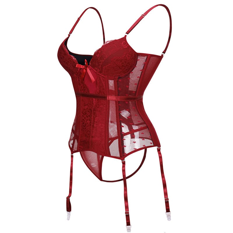 Conjunto de lencería de encaje con corsé-Laurene.es