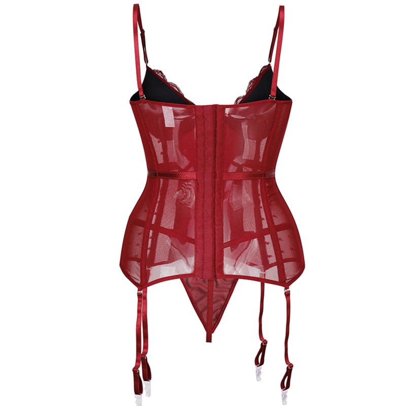 Conjunto de lencería de encaje con corsé-Laurene.es
