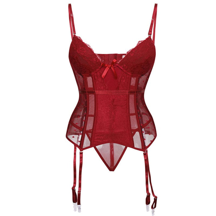Conjunto de lencería de encaje con corsé-Laurene.es