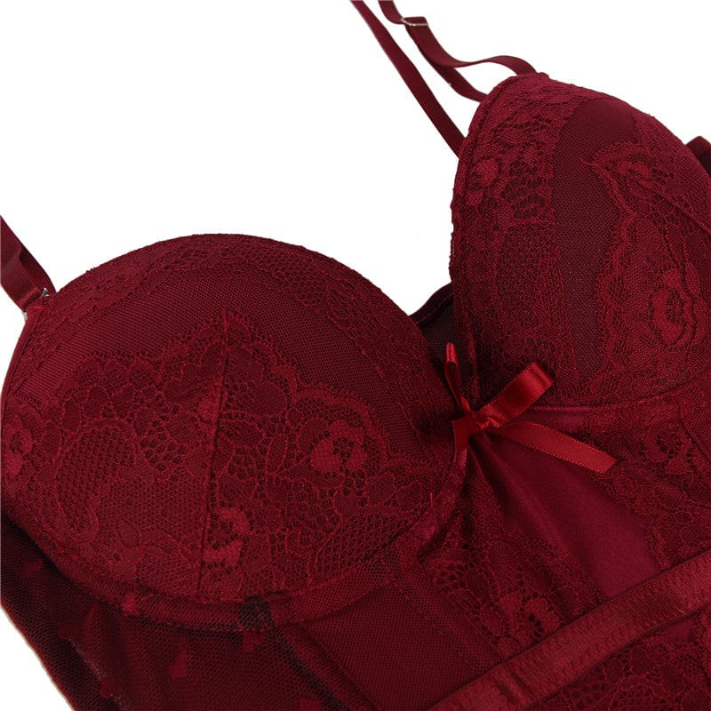 Conjunto de lencería de encaje con corsé-Laurene.es
