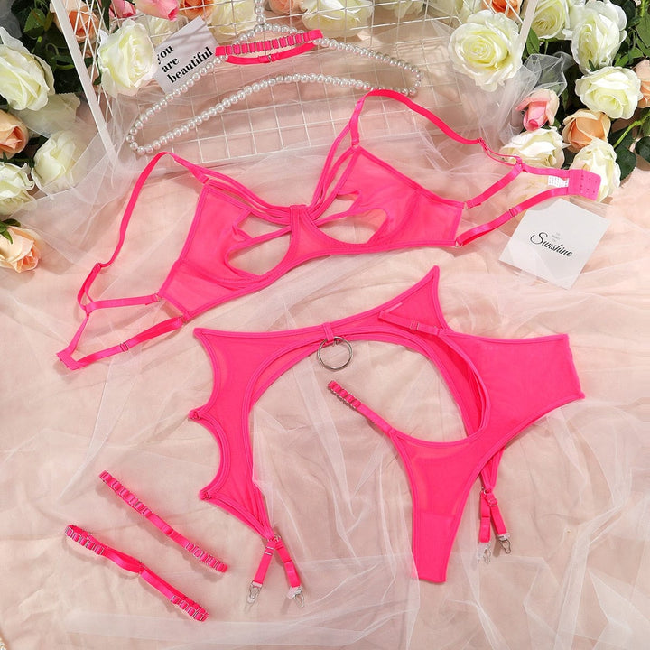 Conjunto de lencería de malla con recortes Elephant-Laurene.es