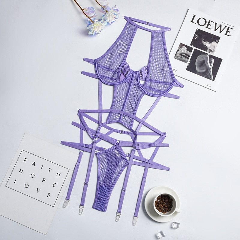 Conjunto de lencería de rejilla Virginia-Laurene.es