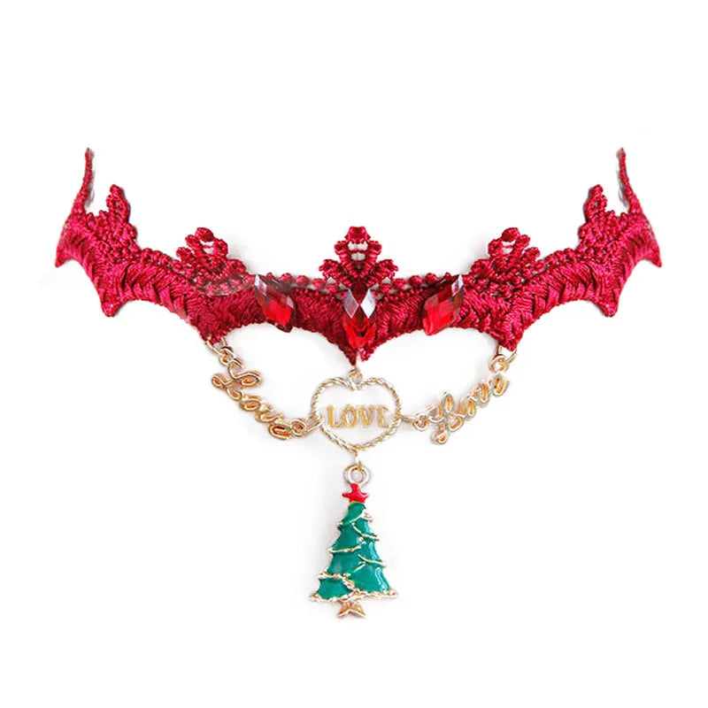 Conjunto de lencería navideño con choker