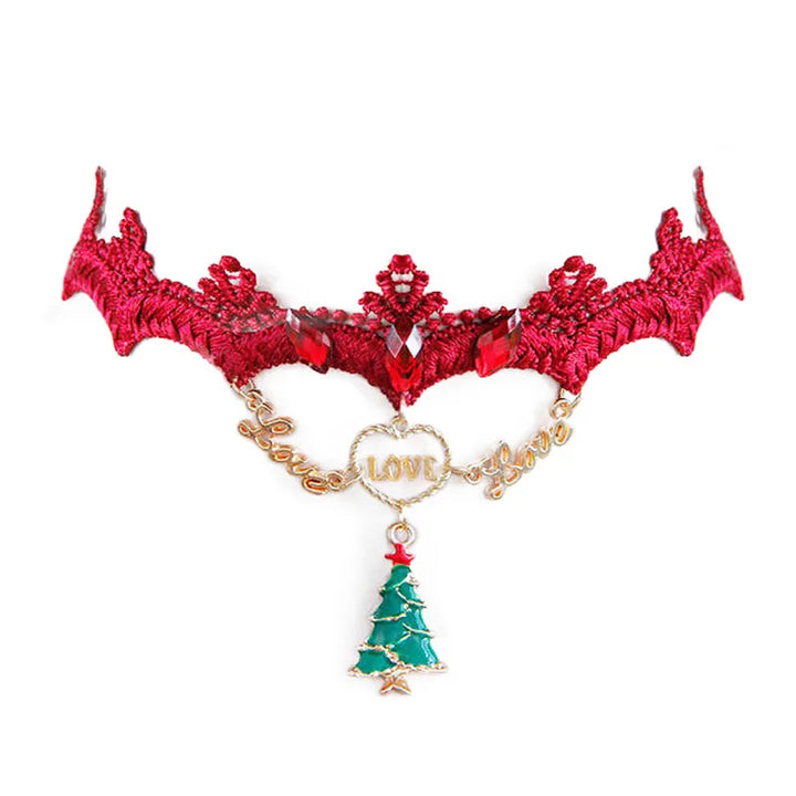 Conjunto de lencería navideño con choker