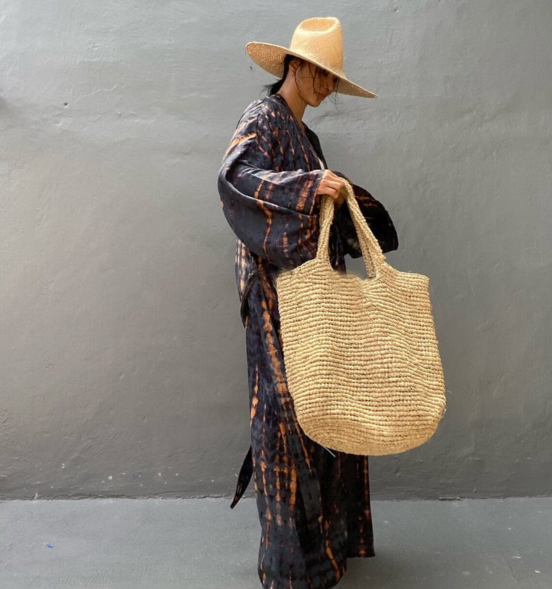Kimono largo de playa con estampados-Laurene.es