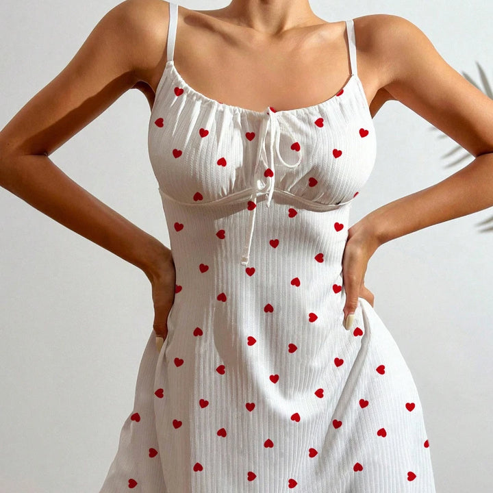 Camisón de punto acanalado con estampado