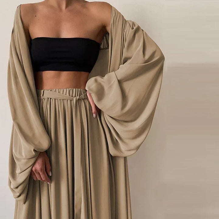 Conjunto de 3 piezas con cárdigan elegante