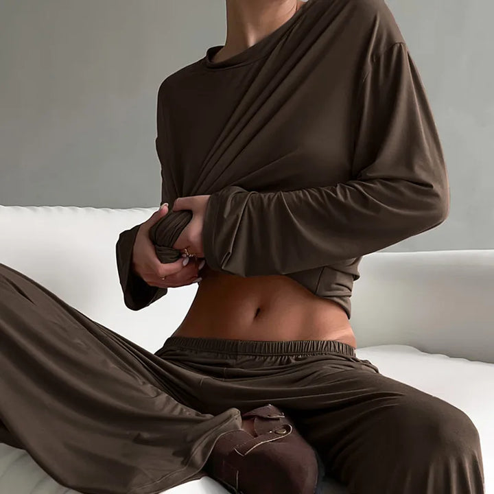 Conjunto marrón de otoño