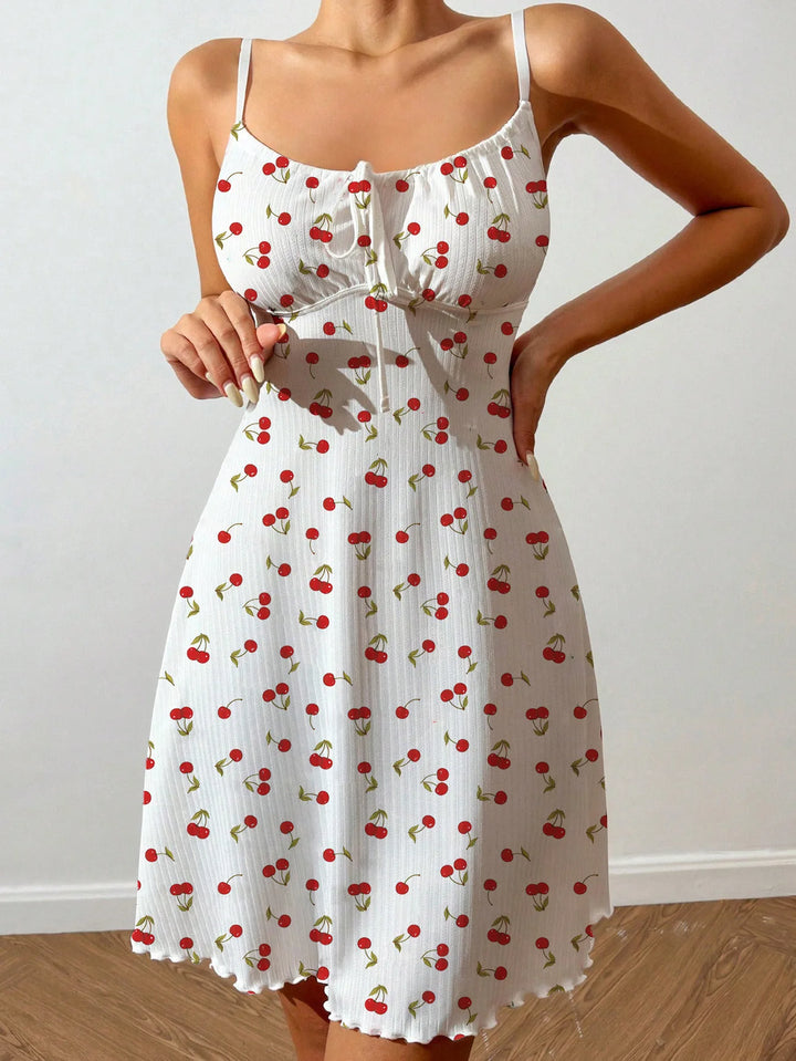 Camisón de punto acanalado con estampado