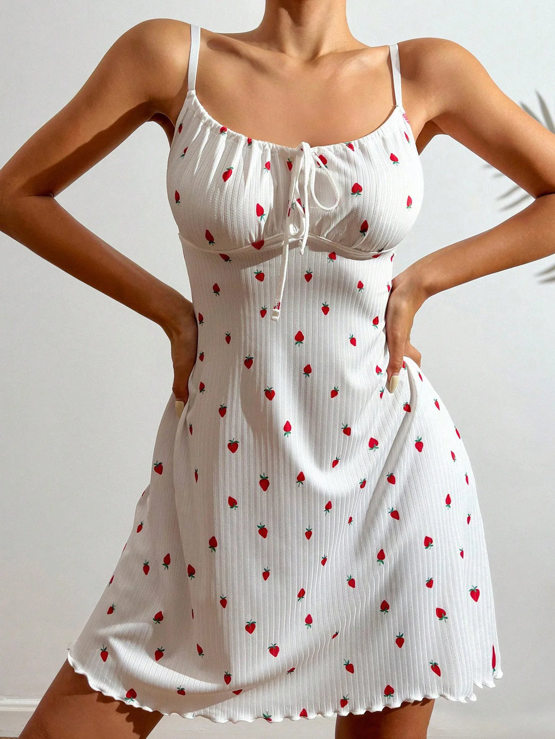 Camisón de punto acanalado con estampado