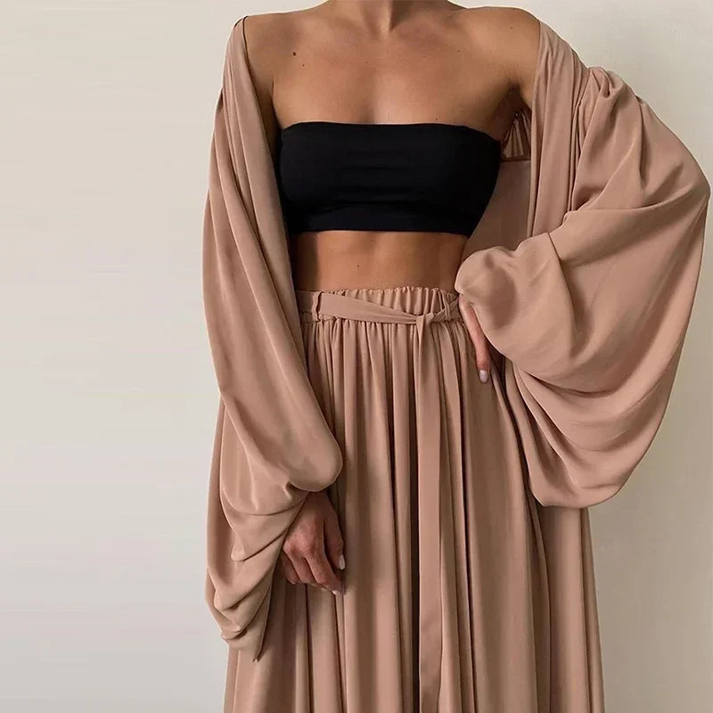Conjunto de 3 piezas con cárdigan elegante