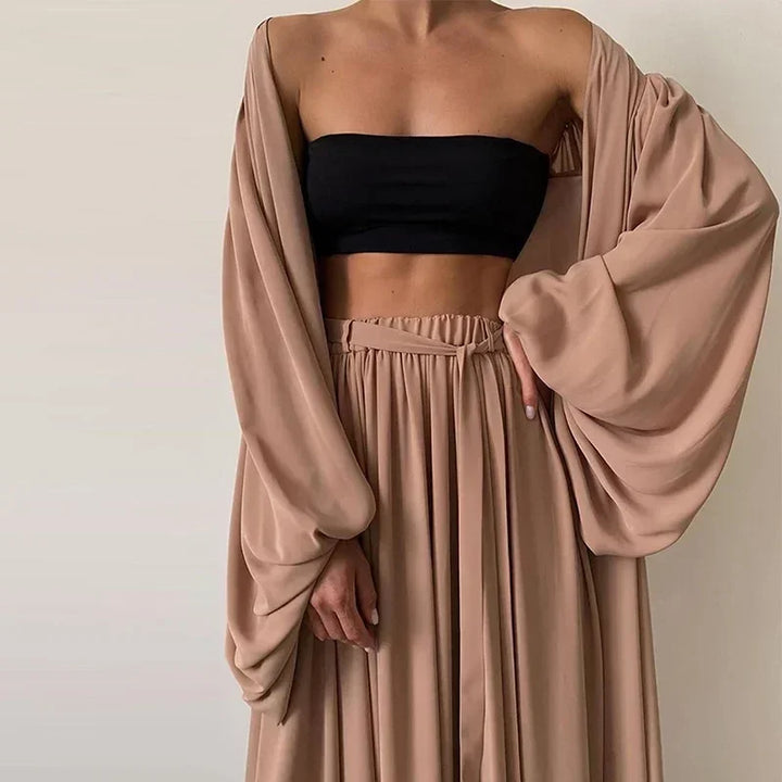 Conjunto de 3 piezas con cárdigan elegante