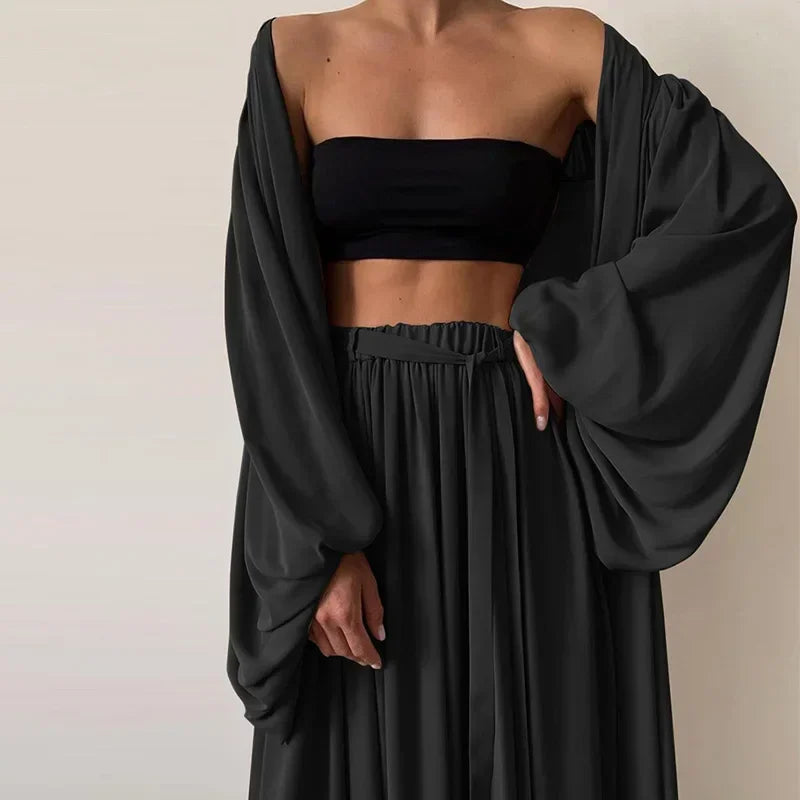 Conjunto de 3 piezas con cárdigan elegante