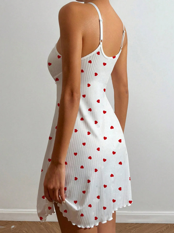 Camisón de punto acanalado con estampado