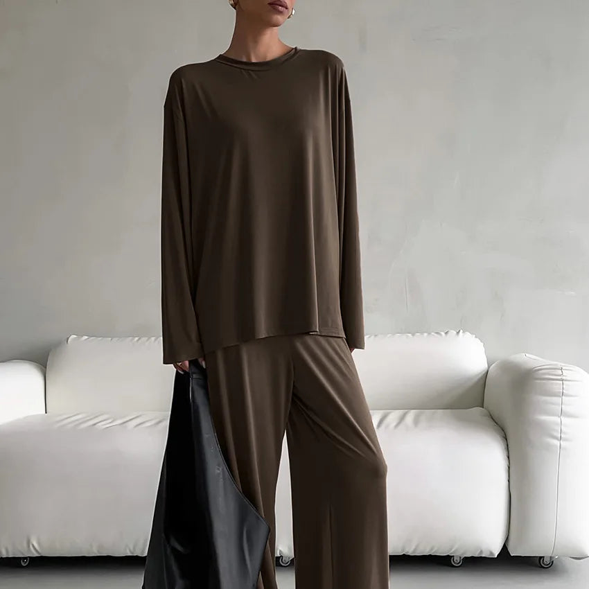 Conjunto marrón de otoño