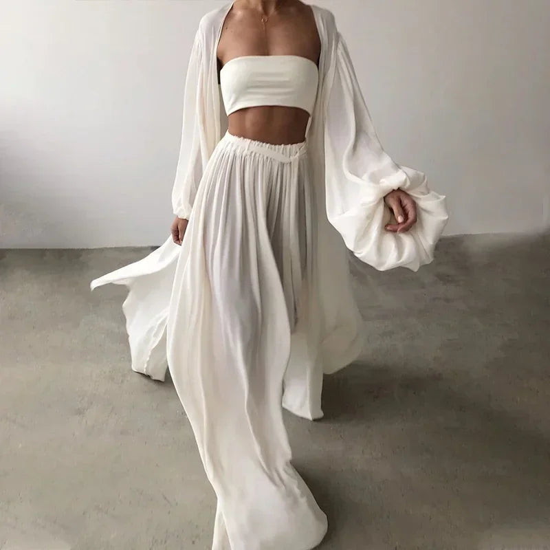 Conjunto de 3 piezas con cárdigan elegante
