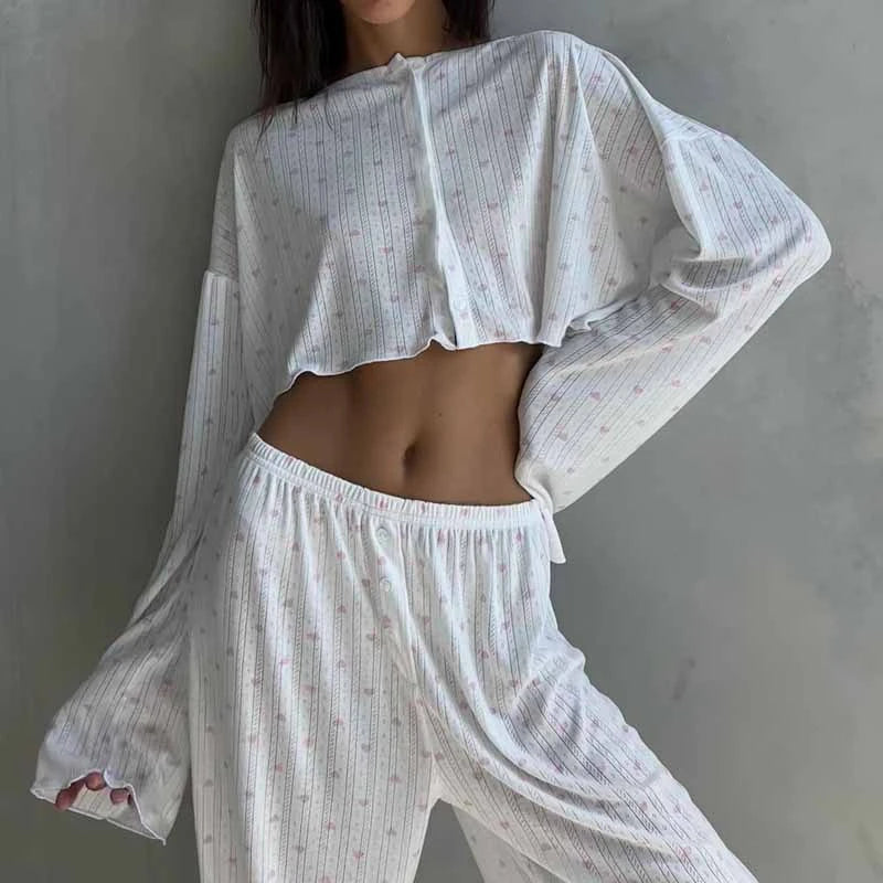 Pijama blanco estilo oversize de punto