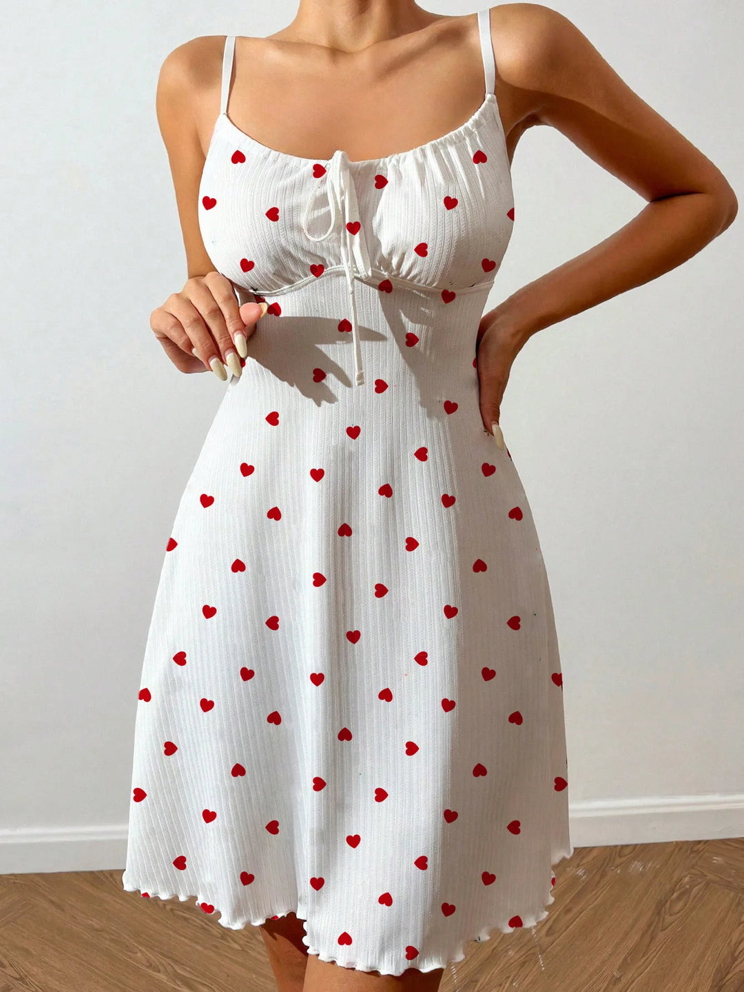 Camisón de punto acanalado con estampado