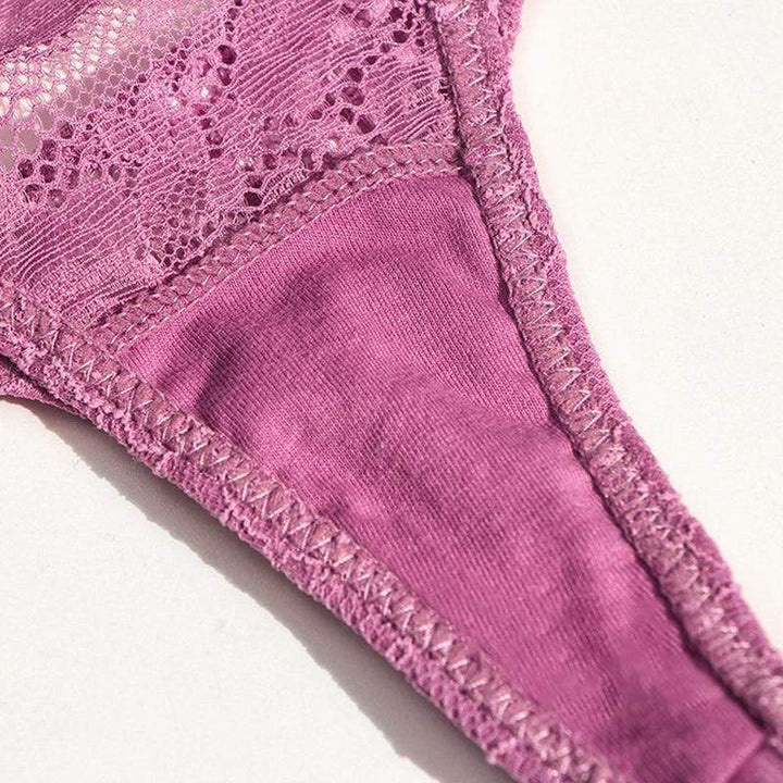 Tanga de encaje con tiras brillantes-Laurene.es