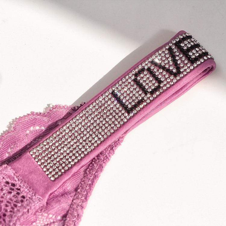 Tanga de encaje con tiras brillantes-Laurene.es