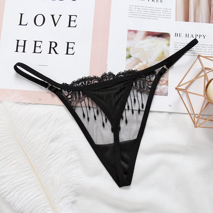 Tanga de malla con bordado-Laurene.es