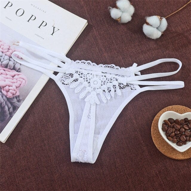 Tanga de punto acanalado con tiras dobles-Laurene.es