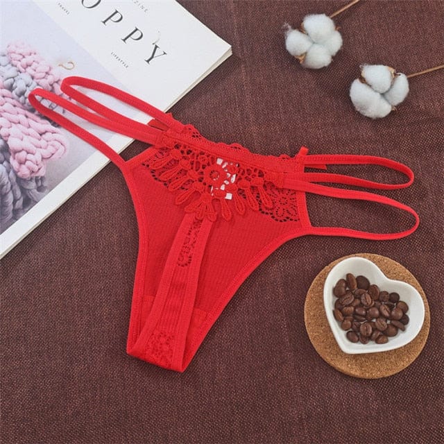 Tanga de punto acanalado con tiras dobles-Laurene.es