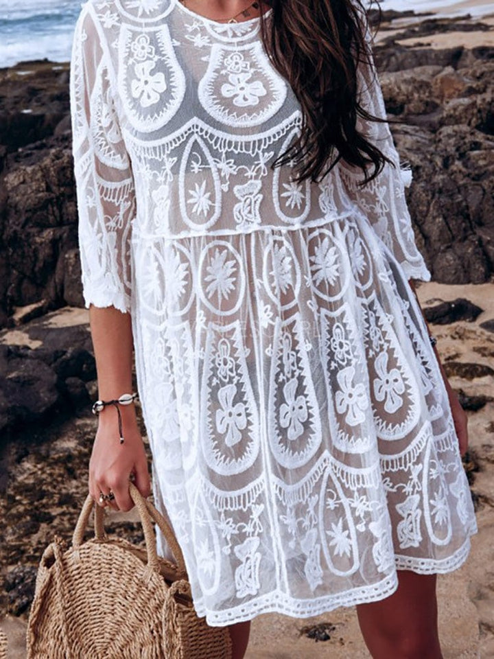 Vestido playera de encaje en estilo retro-Laurene.es