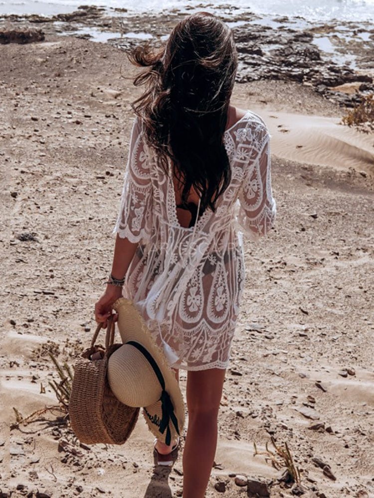 Vestido playera de encaje en estilo retro-Laurene.es
