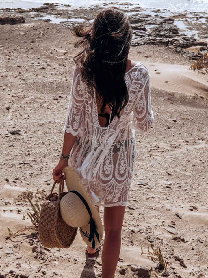 Vestido playera de encaje en estilo retro-Laurene.es