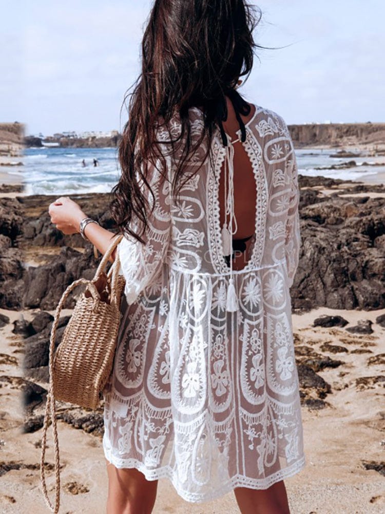 Vestido playera de encaje en estilo retro-Laurene.es