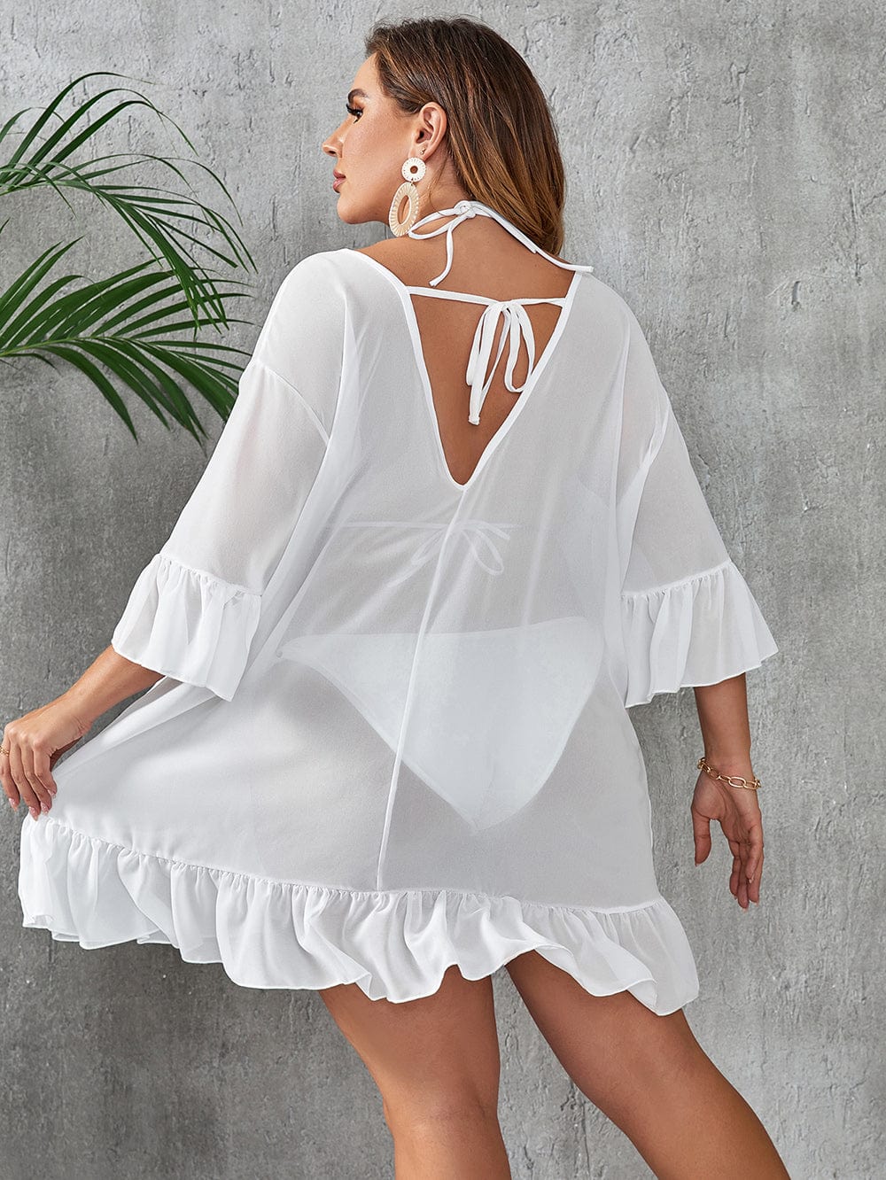 Vestido playero plus size de tejido transparente-Laurene.es