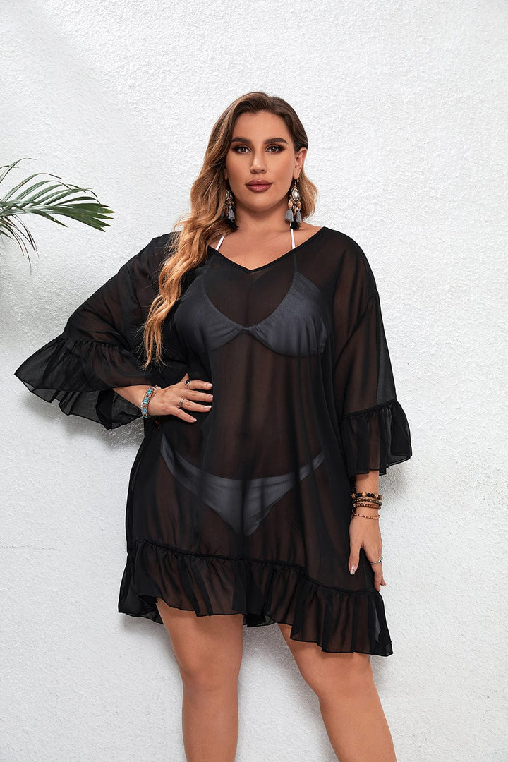 Vestido playero plus size de tejido transparente-Laurene.es