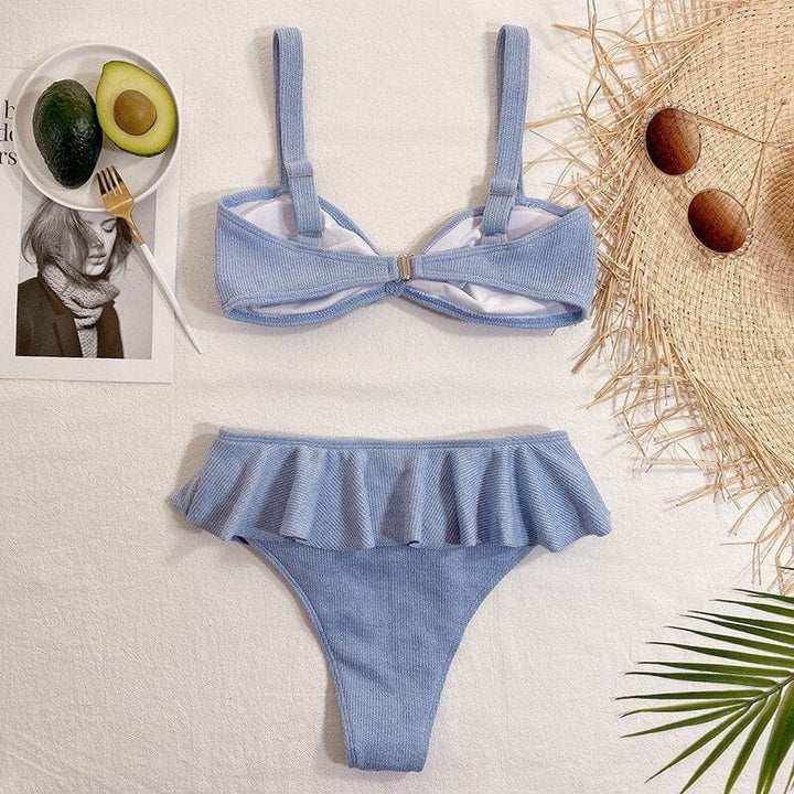 Biquini azul con volante Ellie-Laurene.es