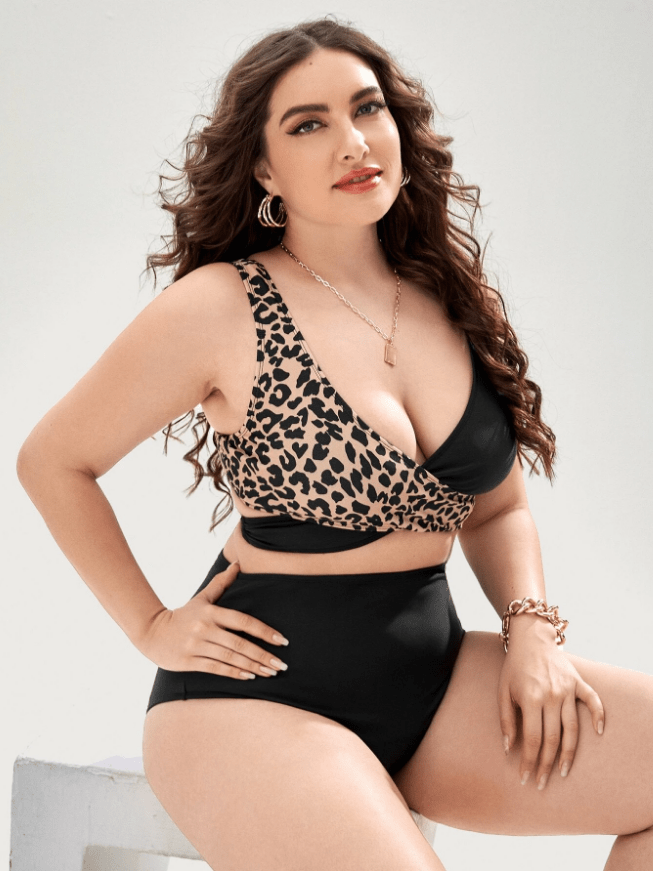 Biquini con estampado de leopardo plus size Warren-Laurene.es