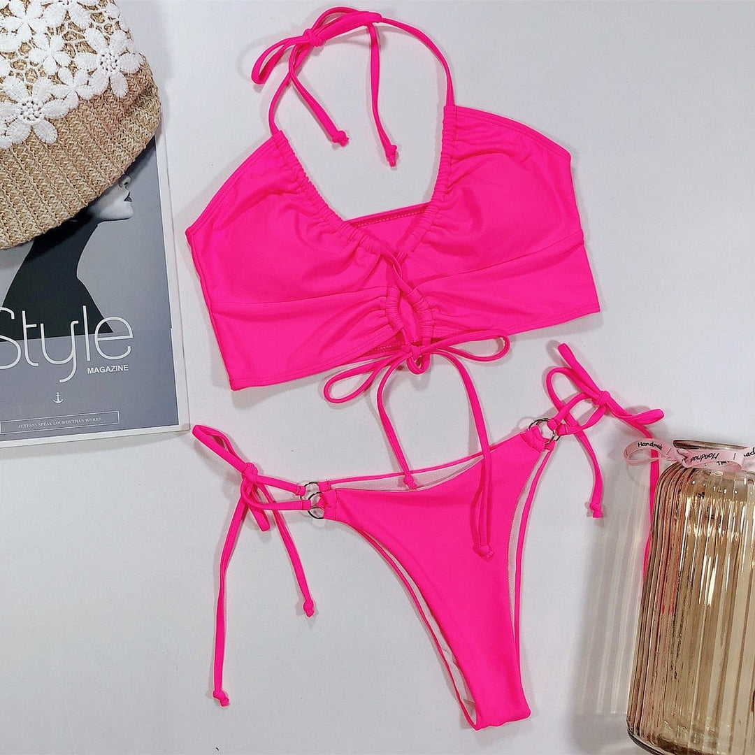 Biquini con lazada fruncida Margaret-Laurene.es